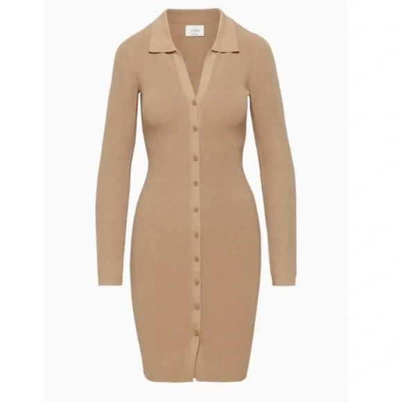 Wilfred | Dresses | Aritzia Wilfred Tan Long Sleeve Dress L | Poshmark